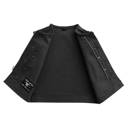 Lowside Black Men's Motorcycle Canvas Vest Men's Canvas Vests Vests