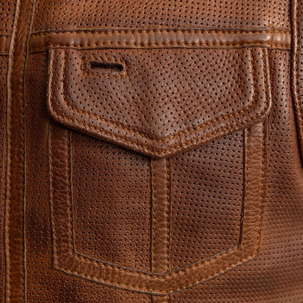 Lowside Men's Perforated Motorcycle Leather Vest Men's Perforated Leather Vest Vests