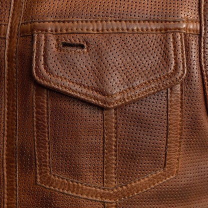 Lowside Men's Perforated Motorcycle Leather Vest Men's Perforated Leather Vest Vests