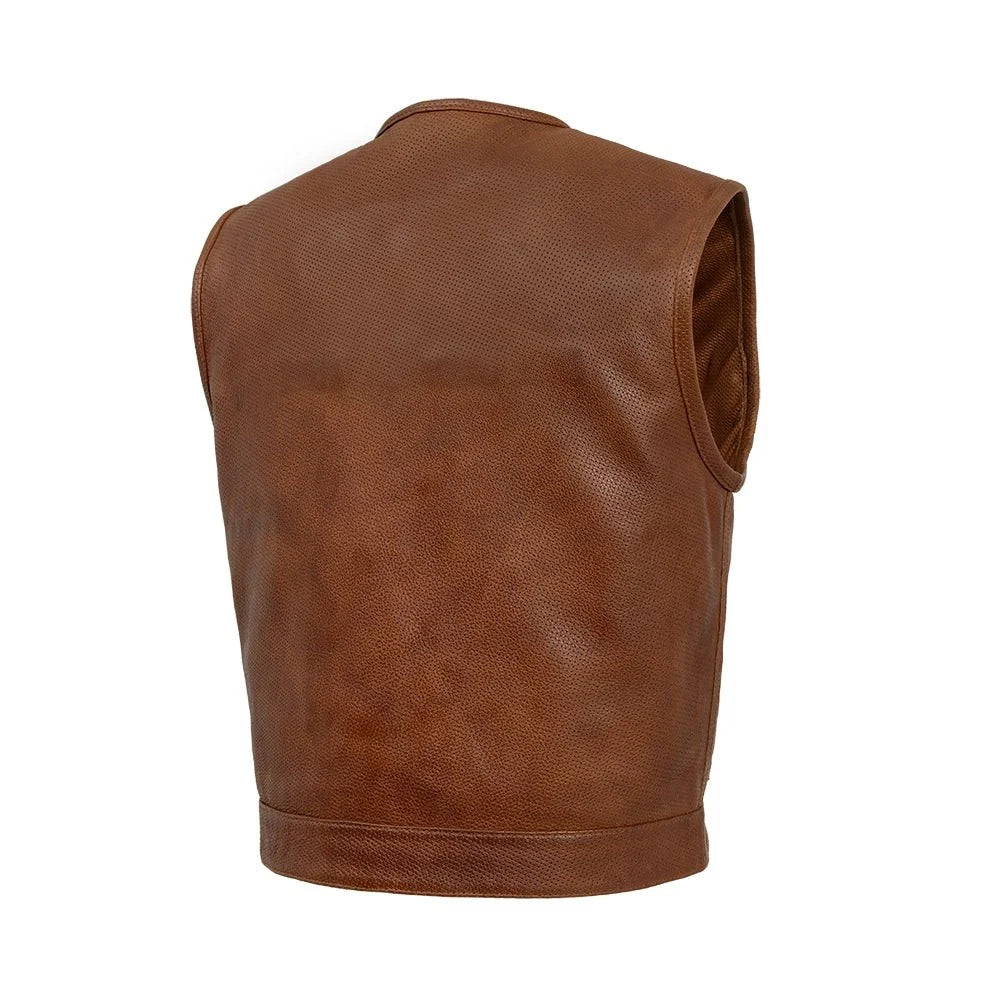 Lowside Men's Perforated Motorcycle Leather Vest Men's Perforated Leather Vest Vests