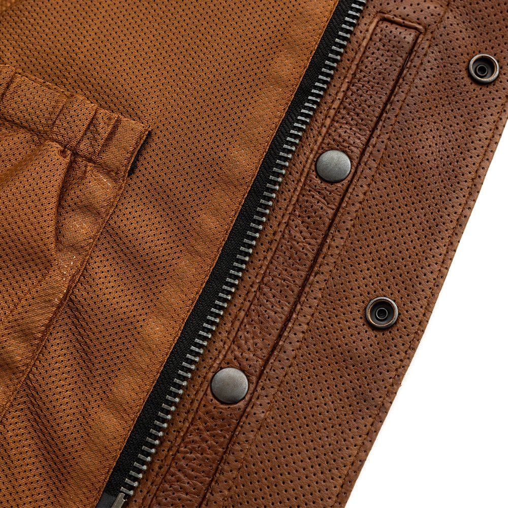 Lowside Men's Perforated Motorcycle Leather Vest Men's Perforated Leather Vest Vests