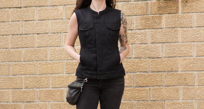 Ludlow Women's Motorcycle Canvas Vest Women's Canvas Vest Vests