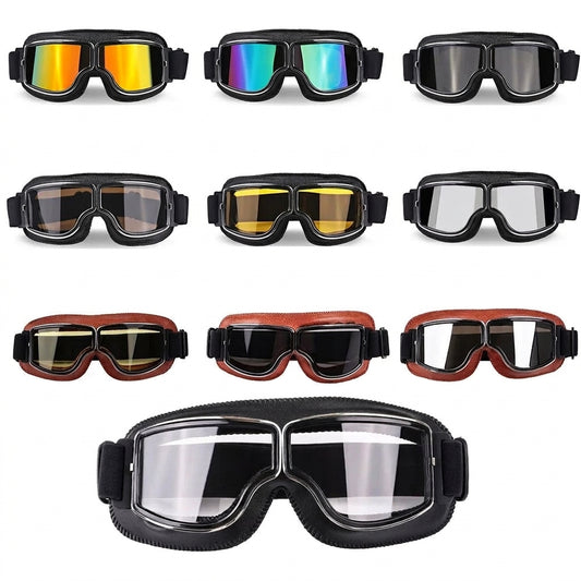 Motorcycle Accessory - Universal Vintage Goggles Motorcycle Leather Go