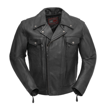 Mastermind Men's Motorcycle Leather Jacket Men's Leather Jacket Jackets Standard Black S