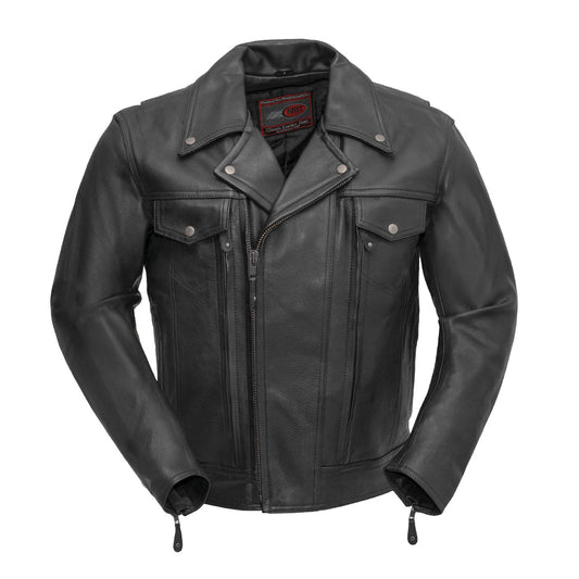 Mastermind Men's Motorcycle Leather Jacket Men's Leather Jacket Jackets Standard Black S
