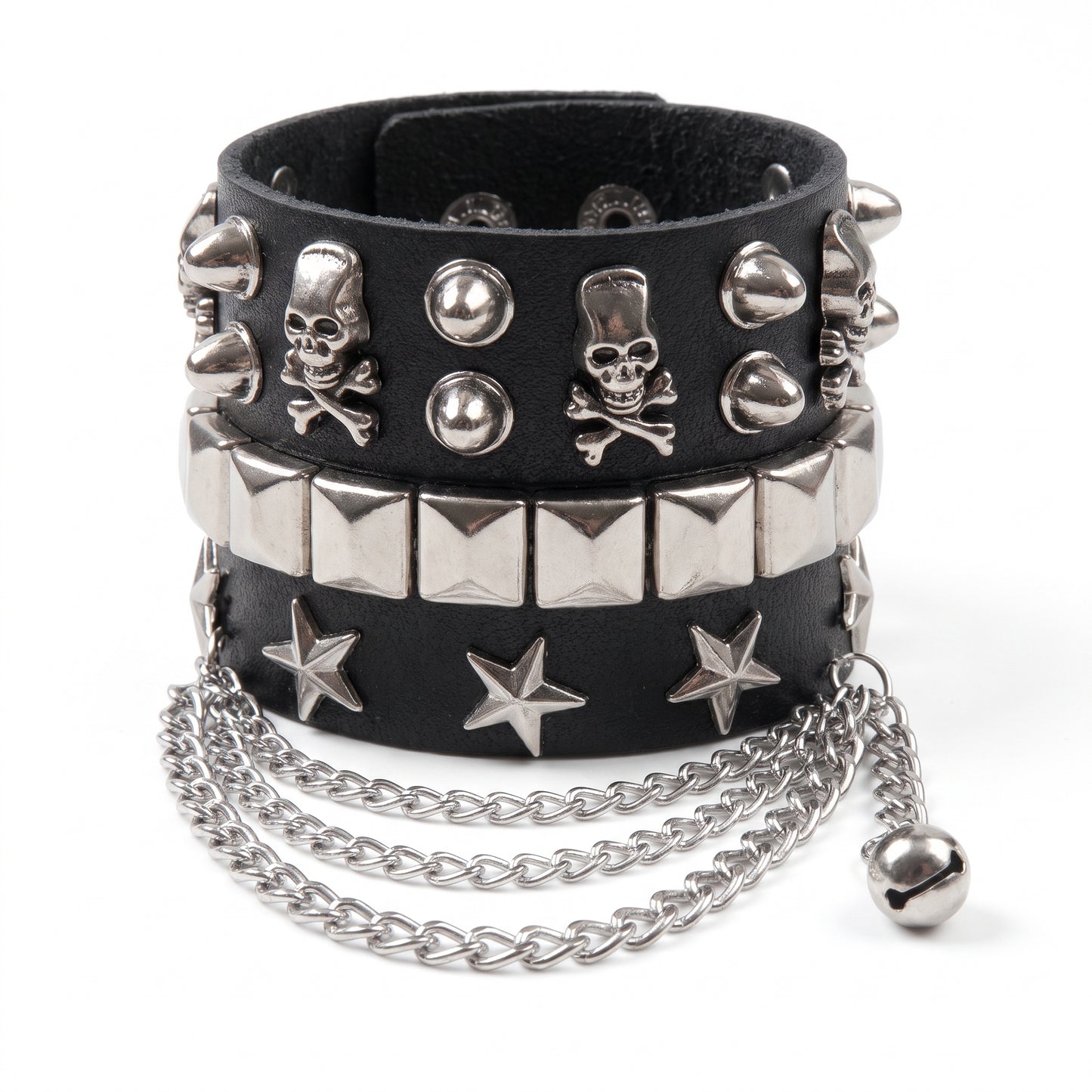 Stainless Steel Biker Ring - 2024 New PU Leather Bracelet Punk Bracele