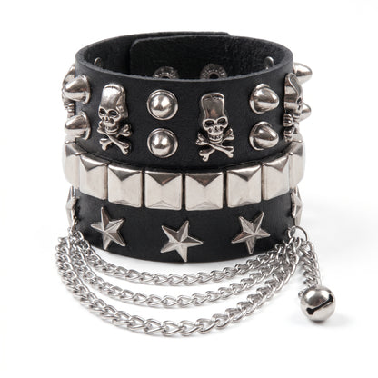 Stainless Steel Biker Ring - 2024 New PU Leather Bracelet Punk Bracele