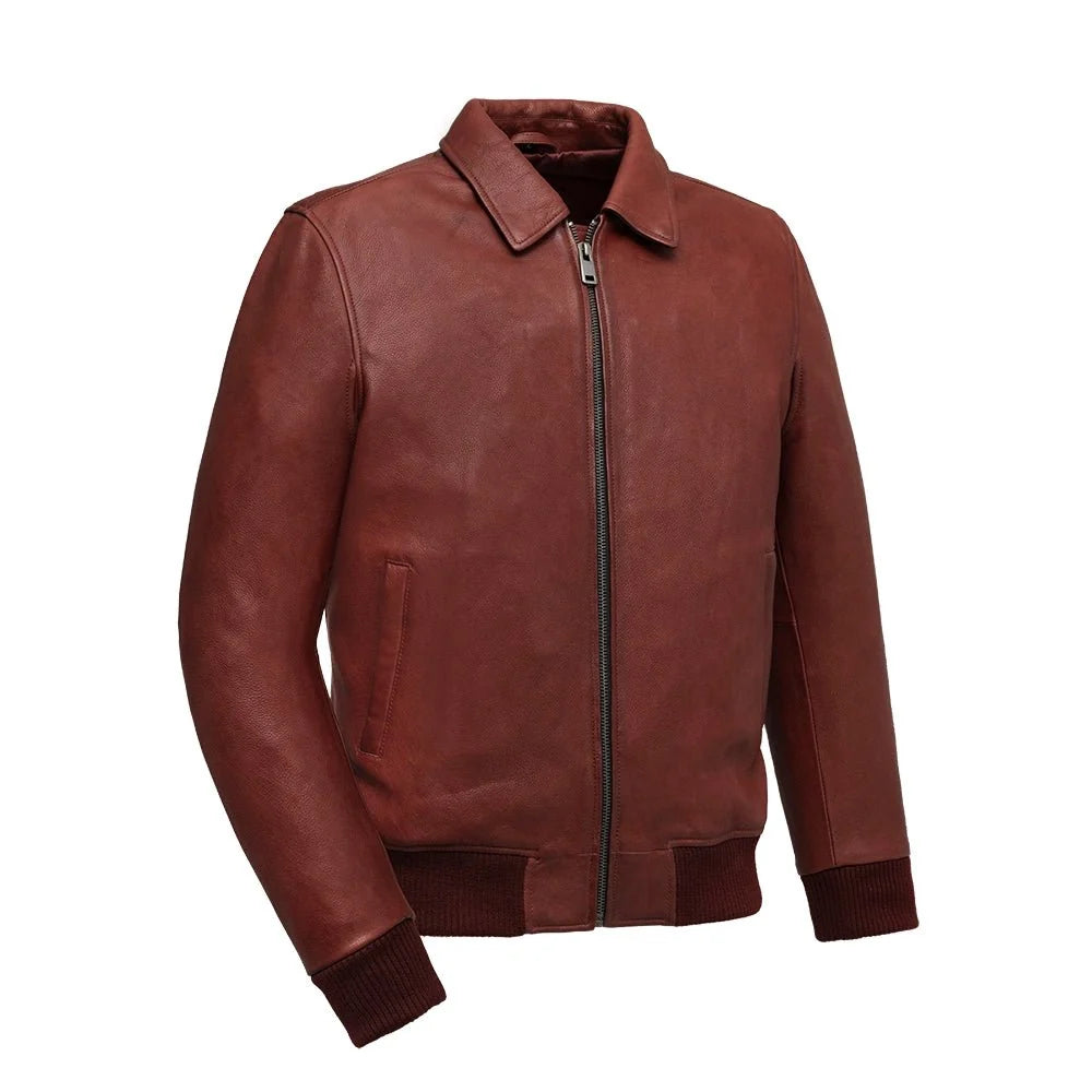 Moto Bomber - Men's Leather Jacket Men's Leather Jacket Jackets Oxblood S