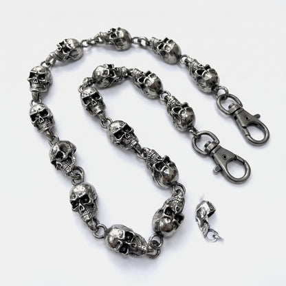 Stainless Steel Biker Ring - Slim Heavy Waist Chain Men Skull Keychain