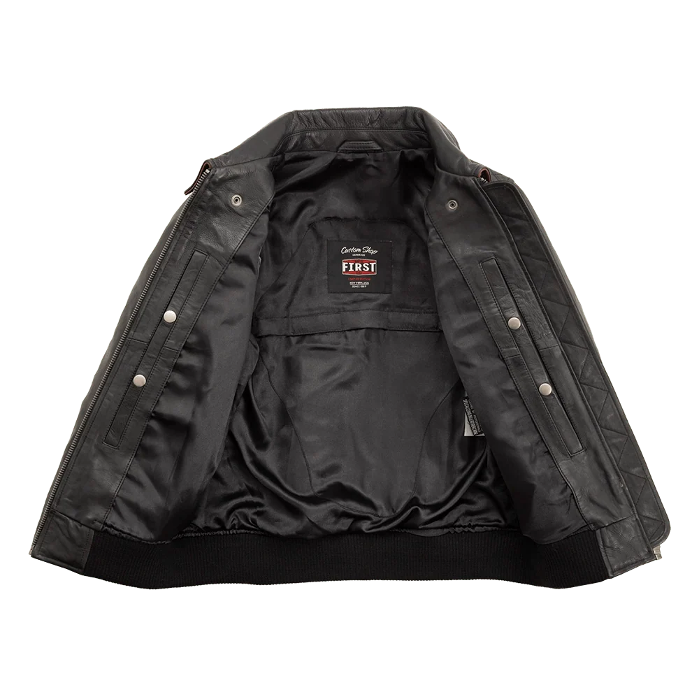 Nancy - Women's Moto Bomber Leather Jacket Women's Bomber Jacket First Manufacturing Company   