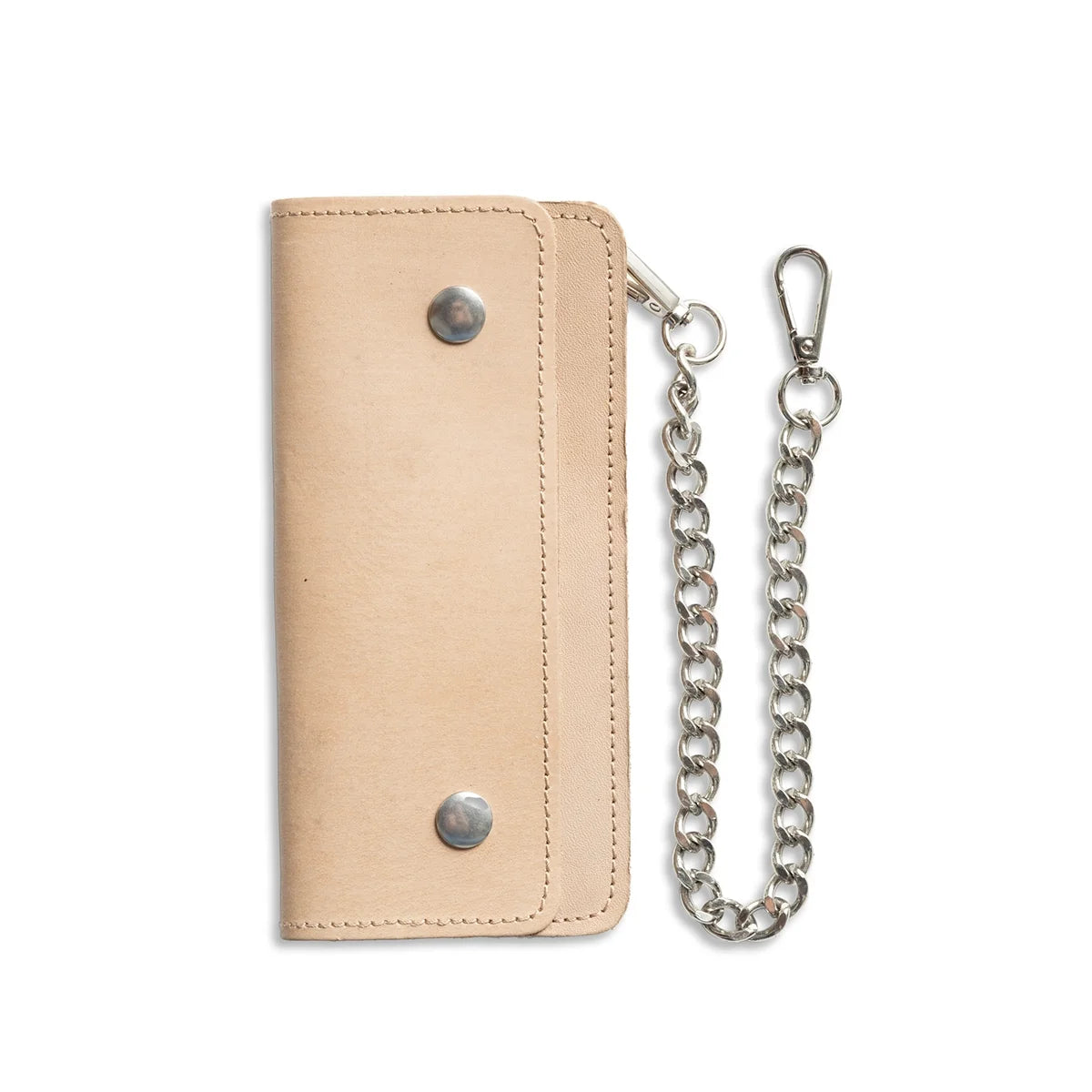 LARGE TRUCKER - Vegetable Tanned Leather Wallet Leather Wallet Accessories NATURAL Chrome