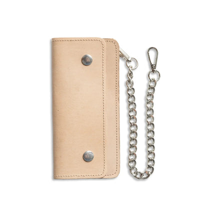 LARGE TRUCKER - Vegetable Tanned Leather Wallet Leather Wallet Accessories NATURAL Chrome