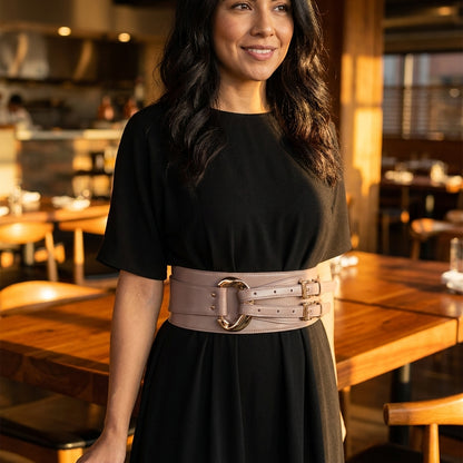 Genuine Leather Corset Belt — dress view