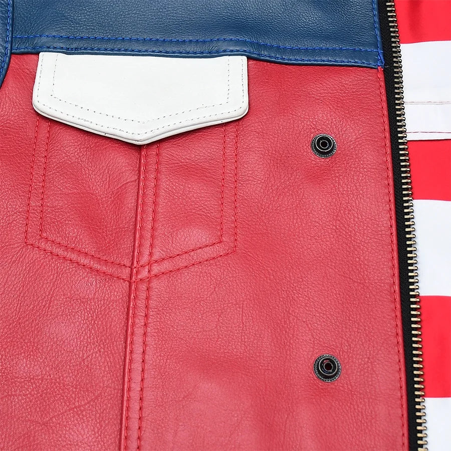 Patriot Rebel Men's Motorcycle Leather Vest Men's Leather Vest Vests
