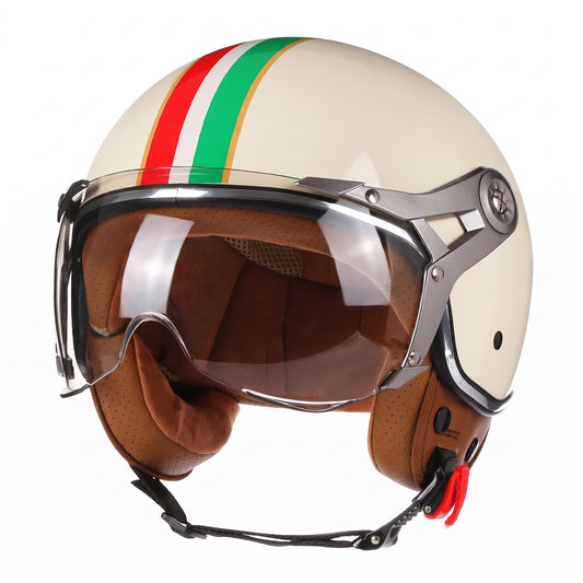 Motorcycle Helmet - New Open Face 3 4  Retro Motorbike Helmets Vintage