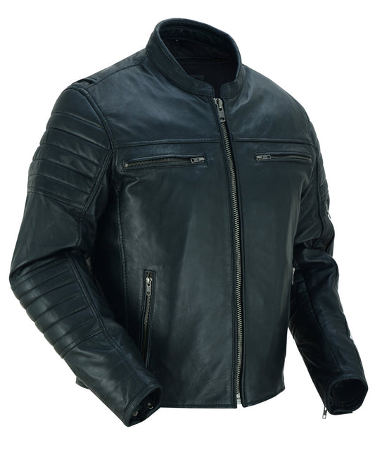 Men's Lightweight Drum Dyed Naked Lambskin Crossover Scooter - Black