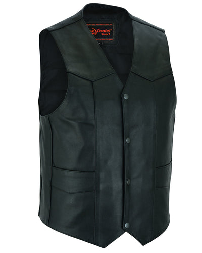 Men's Traditional Leather Motorcycle Vest - Black