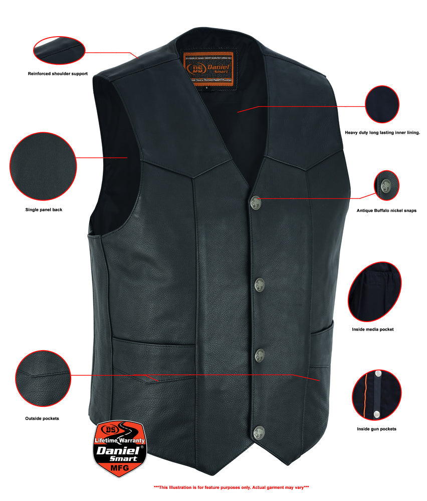 Men's Single Back Panel motorcycle vest