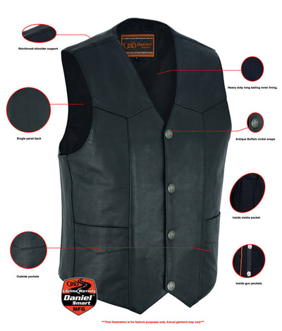Men's Single Back Panel motorcycle vest