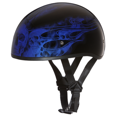 Daytona D.O.T Skull Cap - w/Skull Blue Flame Helmet