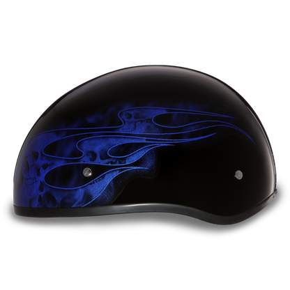 Daytona D.O.T Skull Cap - w/Skull Blue Flame Helmet