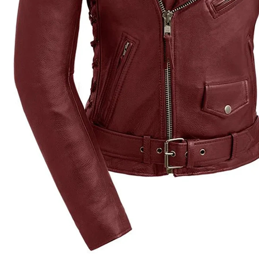 Popstar Women's Motorcycle Leather Jacket Women's Leather Jacket Jackets