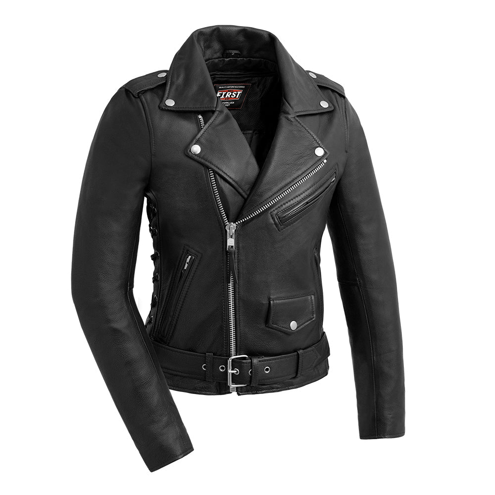 Popstar Women's Motorcycle Leather Jacket Women's Leather Jacket Jackets Black XS