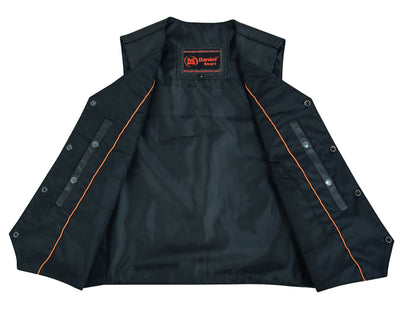 Men's Traditional Leather Motorcycle Vest - Black