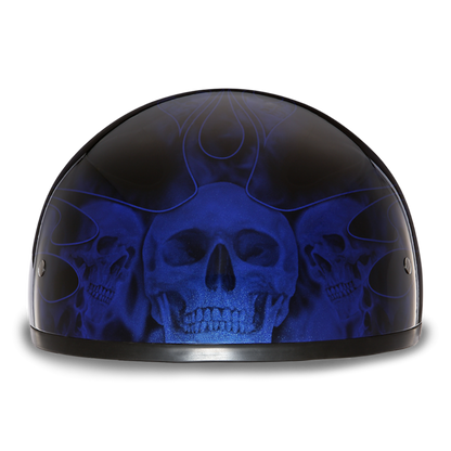 Daytona D.O.T Skull Cap - w/Skull Blue Flame Helmet