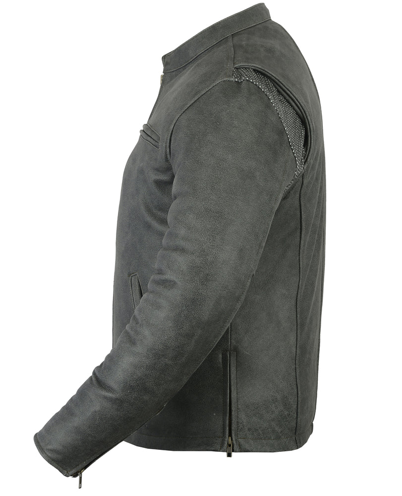 Men’s Sporty Gray Leather Cruiser Jacket