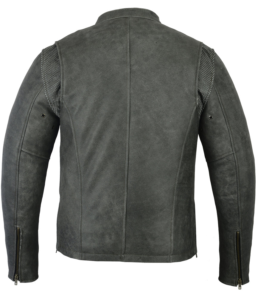 Men’s Sporty Gray Leather Cruiser Jacket