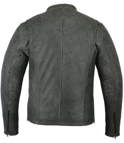 Men’s Sporty Gray Leather Cruiser Jacket