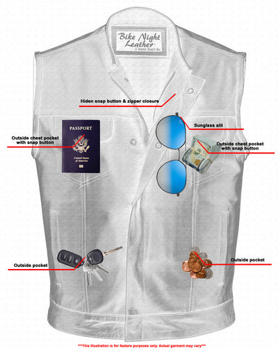 Men's AM  Black Cowhide Leather Motorcycle Vest