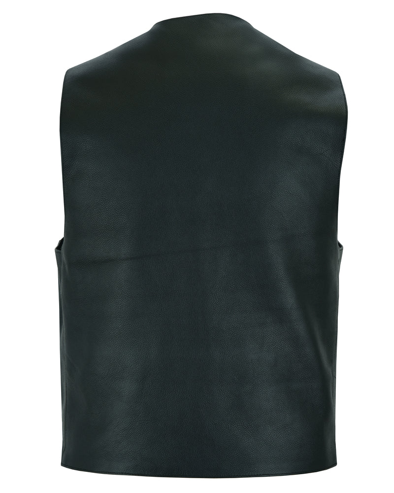 Men's Traditional Leather Motorcycle Vest - Black