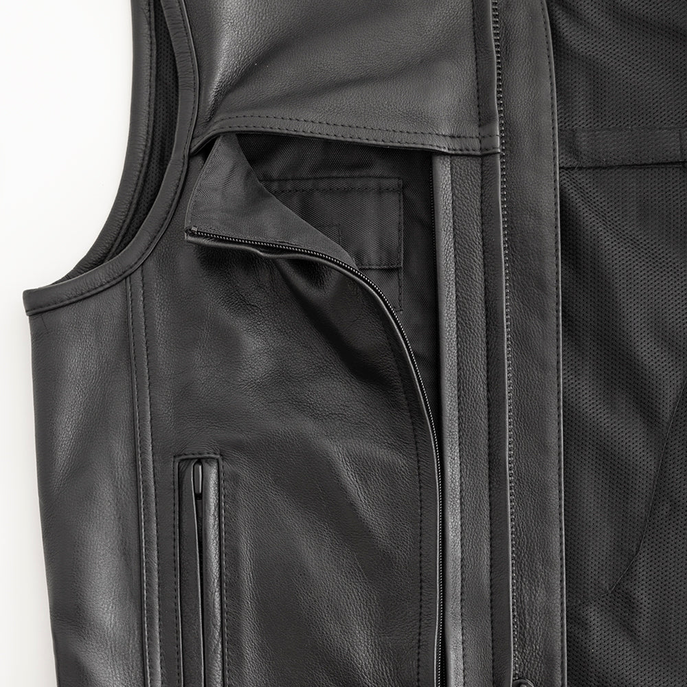 Rampage - Men's Motorcycle Leather Vest Men's Leather Vest Vests
