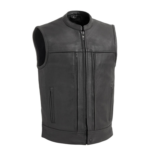 Rampage - Men's Motorcycle Leather Vest Men's Leather Vest Vests Black S