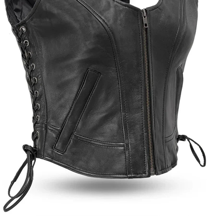 Raven Women's Motorcycle Leather Vest Women's Leather Vest Vests