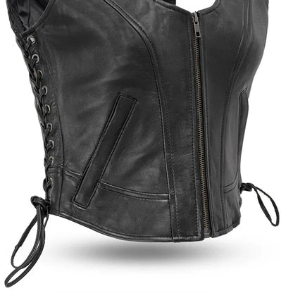 Raven Women's Motorcycle Leather Vest Women's Leather Vest Vests