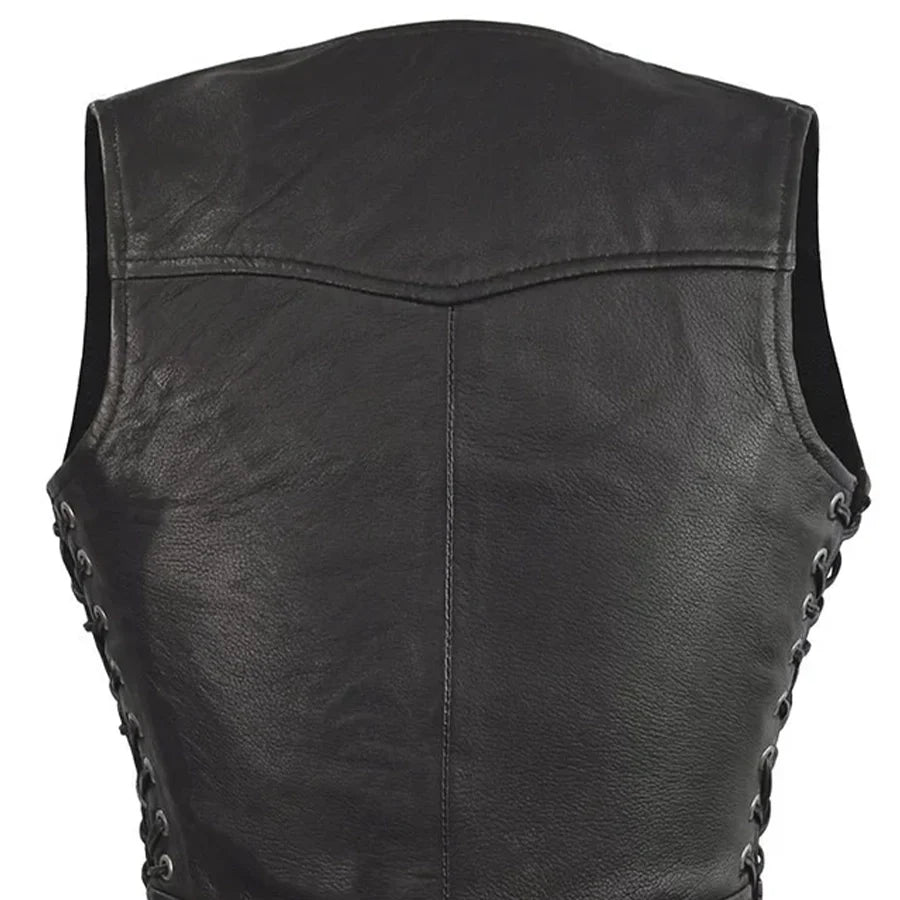 Raven Women's Motorcycle Leather Vest Women's Leather Vest Vests