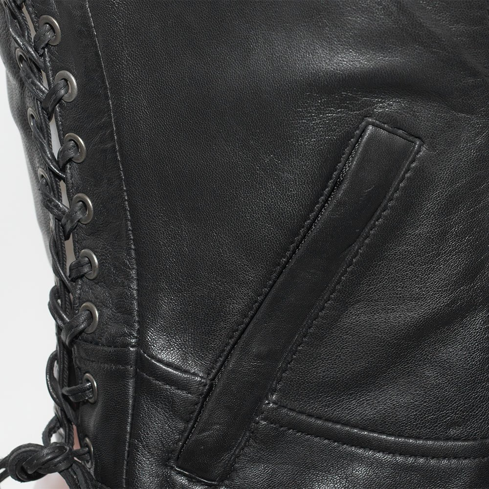 Raven Women's Motorcycle Leather Vest Women's Leather Vest Vests