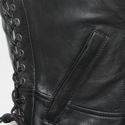 Raven Women's Motorcycle Leather Vest Women's Leather Vest Vests