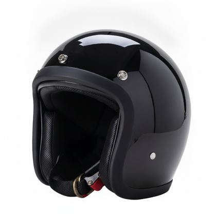 500TX vintage open face motorcycle helmet DOT approved gloss black 3/4 shell