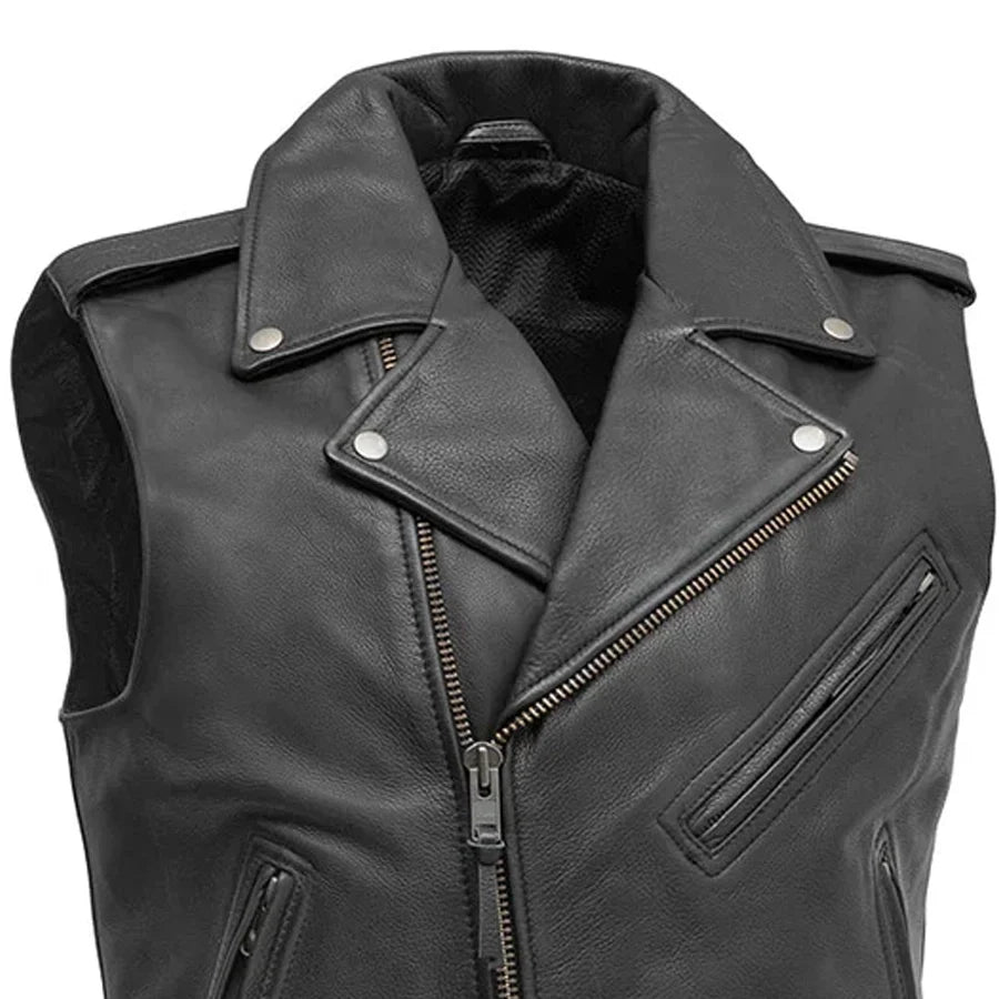 Rockin - Men's Motorcycle Leather Vest Men's Leather Vest Vests