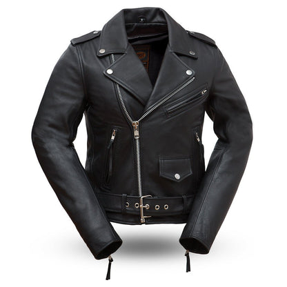 Rockstar - Women's Motorcycle Leather Jacket Women's Leather Jacket Jackets Black XS