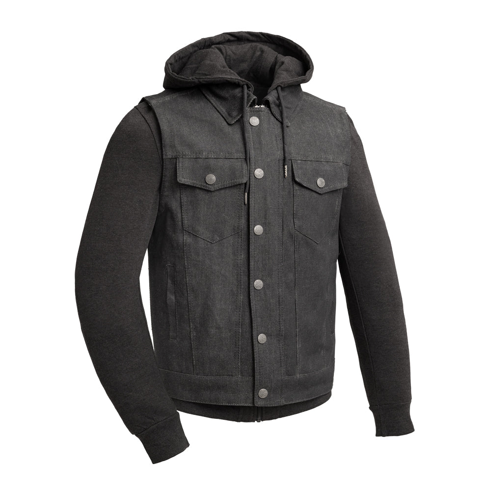 Rook - Men's Motorcycle Denim Vest Men's Denim Vest Vests Black/Black S