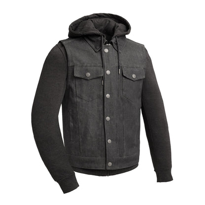 Rook - Men's Motorcycle Denim Vest Men's Denim Vest Vests Black/Black S