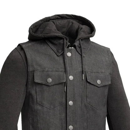 Rook - Men's Motorcycle Denim Vest Men's Denim Vest Vests