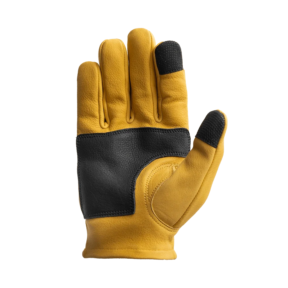 Roper DBL Palm Men's Motorcycle Leather Gloves Men's Gloves Accessories Black Yellow XS