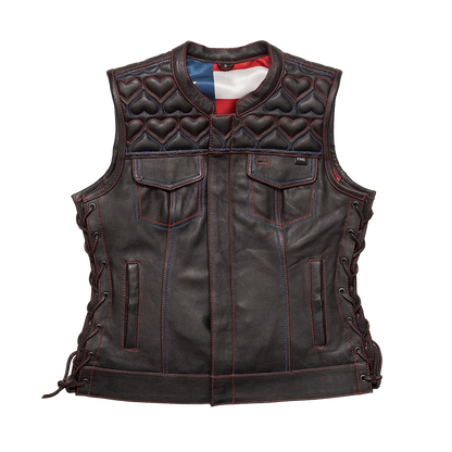 Rosie Women’s Motorcycle Leather Vest Women's Leather Vest Vests Black XS