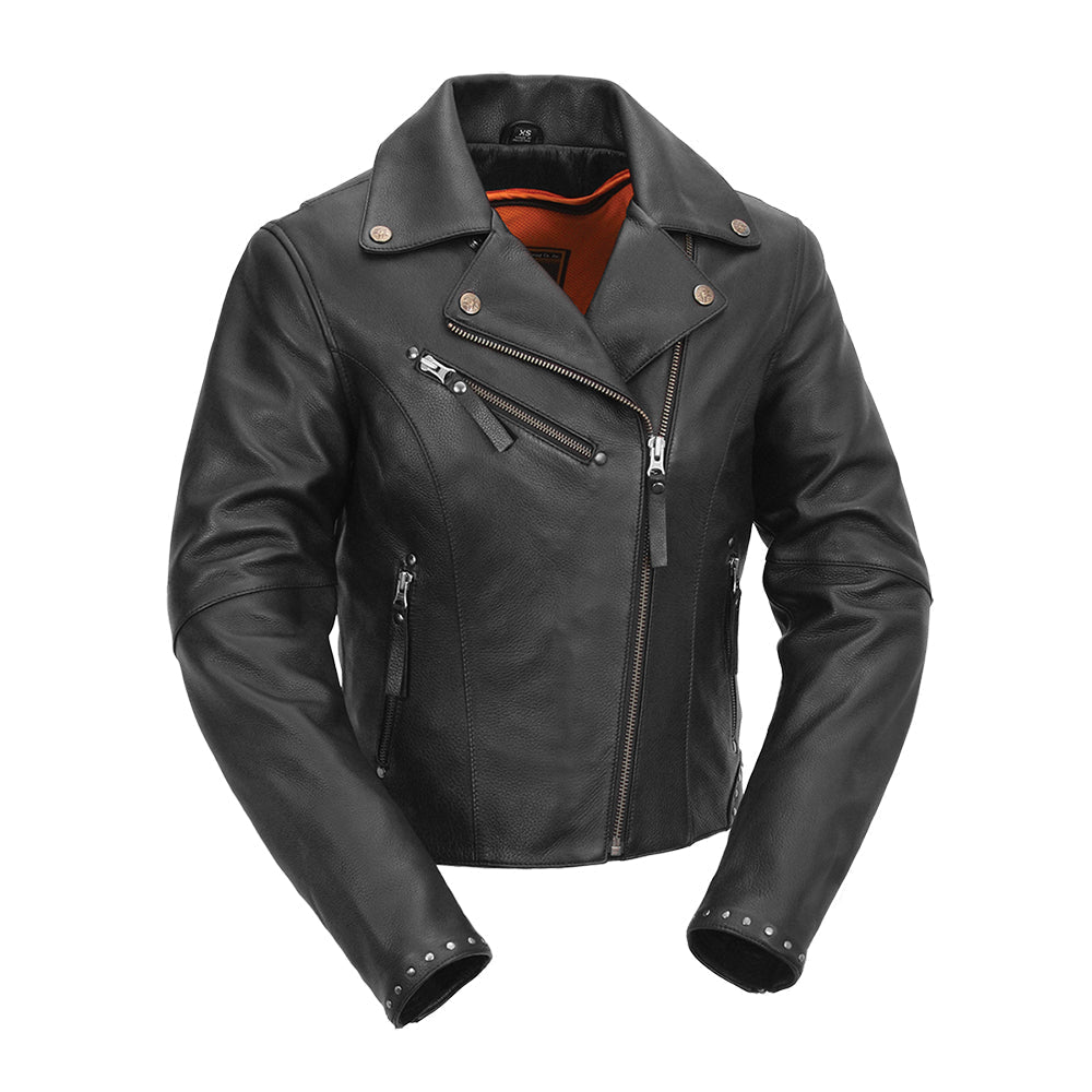 Scarlett Star - Womens Motorcycle Leather Jacket Women's Leather Jacket Jackets Black XS